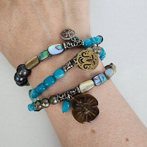 ✨ Silpada Blue Beaded Bracelet Set - Set of 3